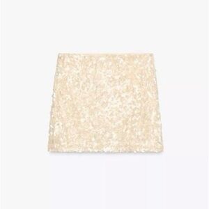 Zara Ecru Cream Sequin Mini Skirt